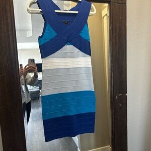 VENUS Vibrant Blue and White Mini Dress